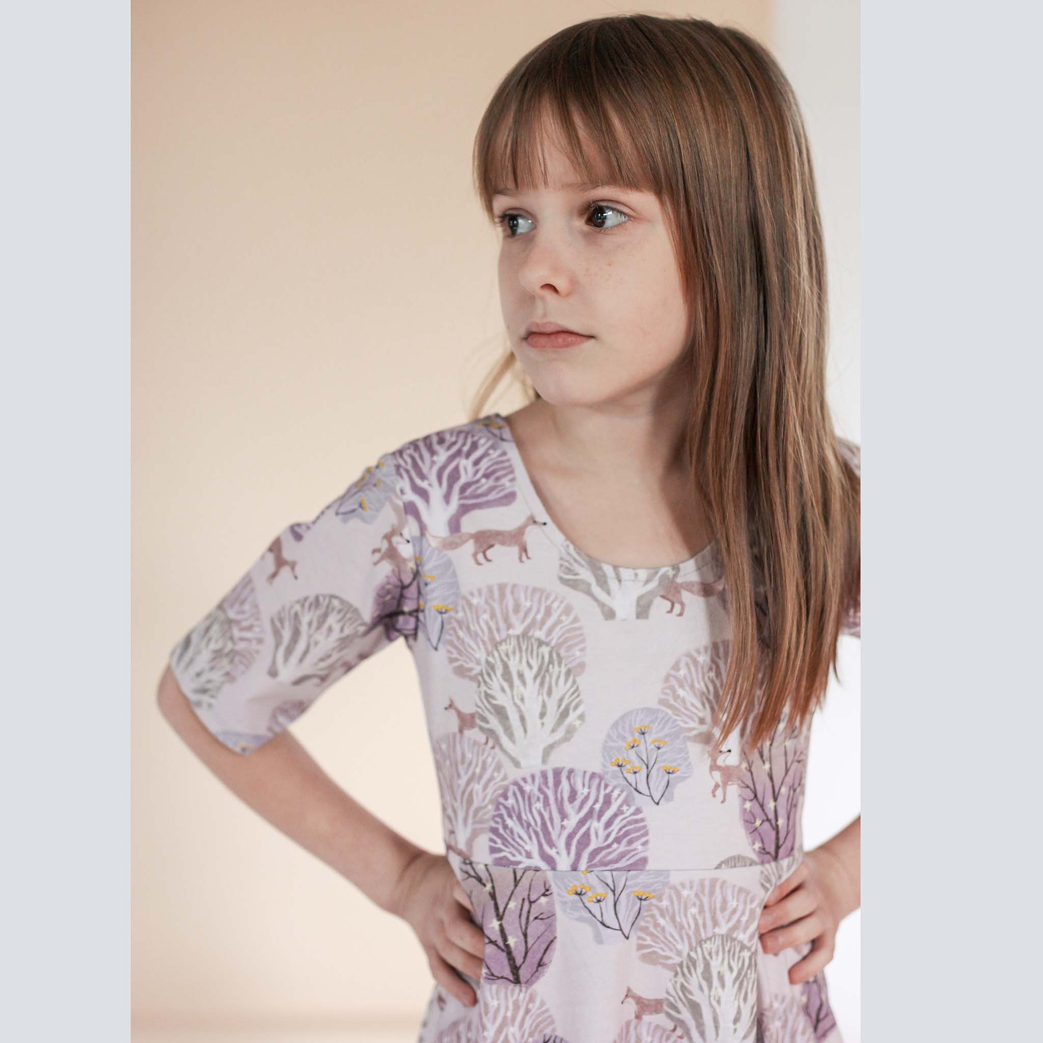 Anise & Ava best selling twirl play dress with deep pockets created in our exclusive hand drawn art for Fall. Made to match with sibling's baby styles in dress and onesie.