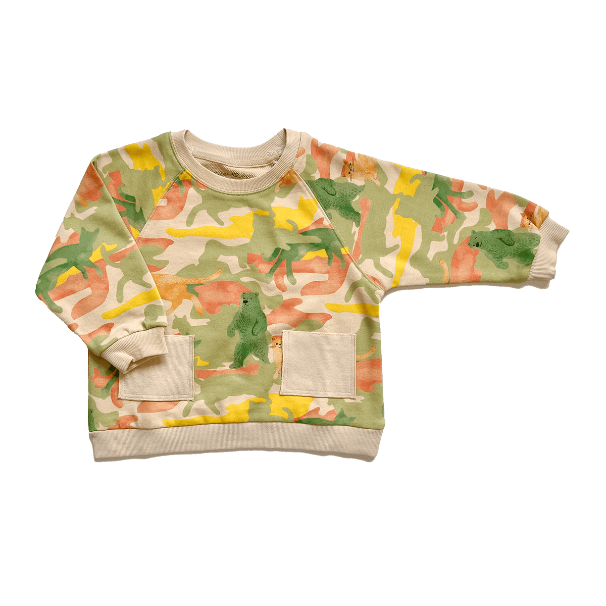 Anise & Ava's exclusive gender neutral artwork eco friendly printed on cotton terry. Our sweatshirts are made with Dye to match ribbed pockets to hold little treasures along the way. Designed and made to match siblings' styles in tees for both boys and girls.