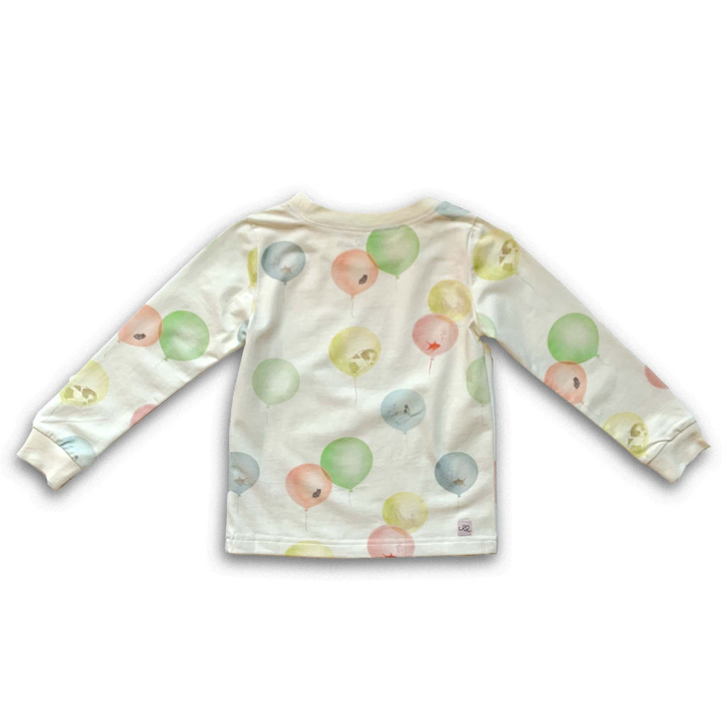 Anise & Ava genderless kids' pajamas top back in printed luxury cotton in Dreamy Bubbles. Made to match and twin with all siblings. 