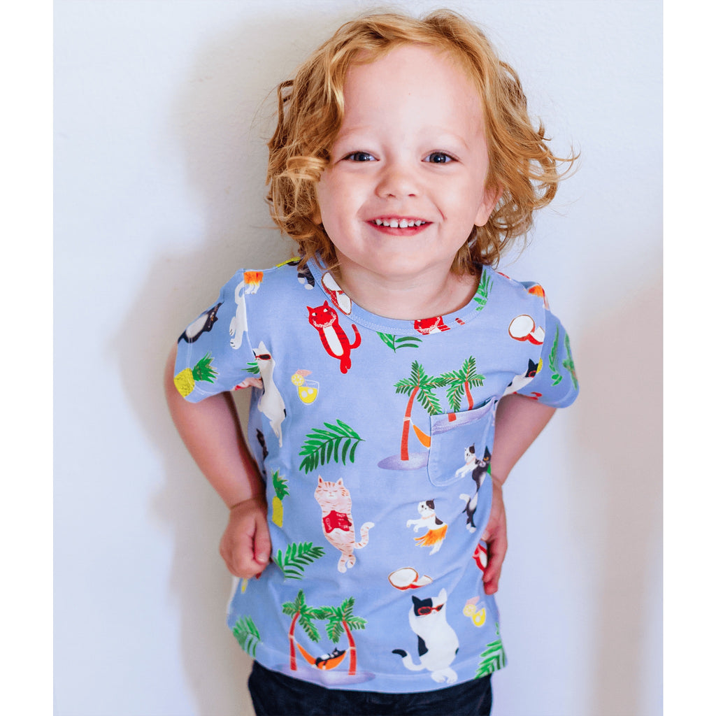 Anise & Ava genderless print on luxury cotton for everyday wear. Print Vacation for all boys and girls with a pocket for treasures. Made with love to match wit siblings.