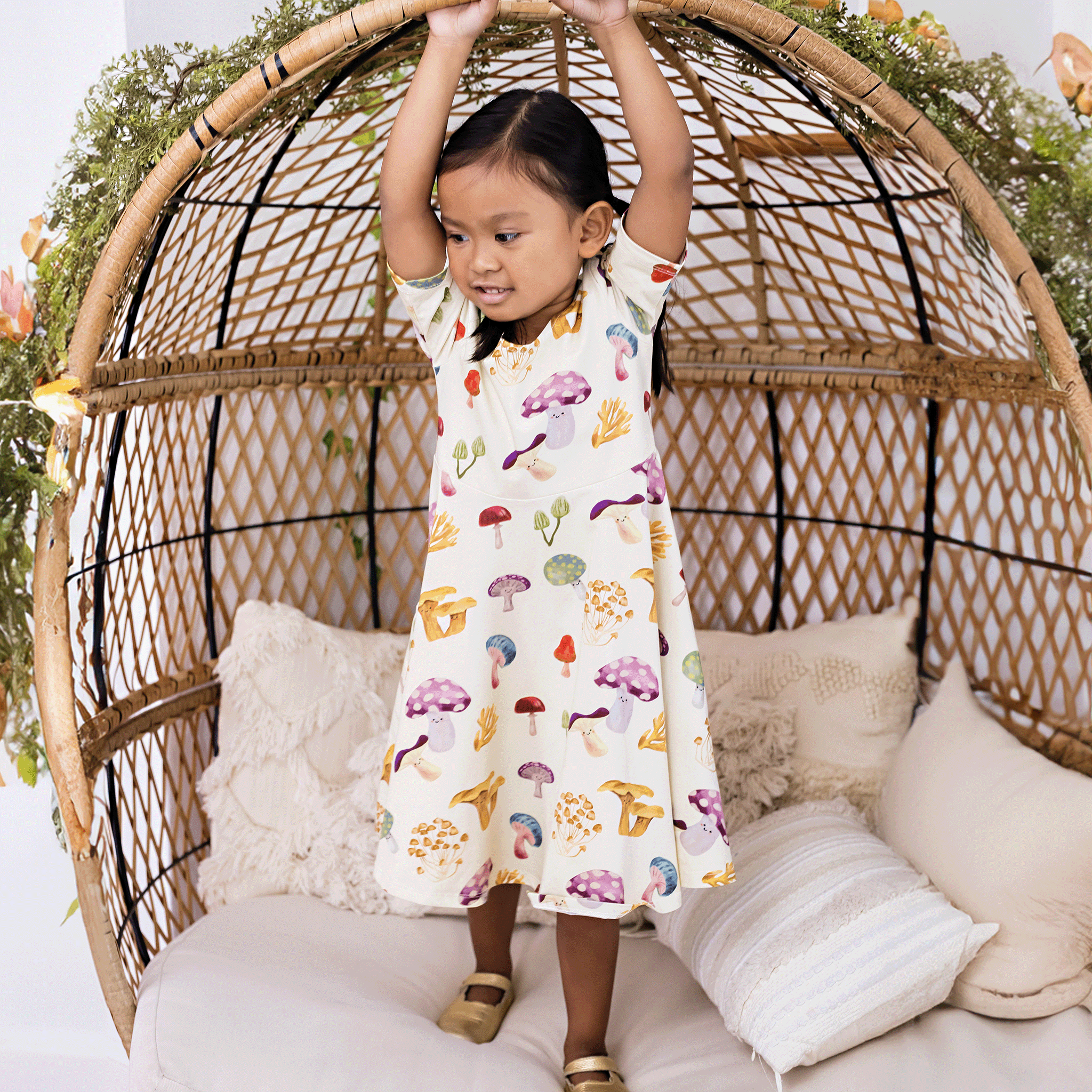 Anise & Ava's best selling twirl play dress with deep pockets. Designed and made to match sibling's styles with our hand drawn exclusive prints that are ecofriendly printed onto our soft cotton. 