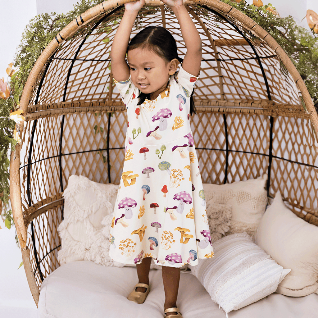 Anise & Ava's best selling twirl play dress with deep pockets. Designed and made to match sibling's styles with our hand drawn exclusive prints that are ecofriendly printed onto our soft cotton. 