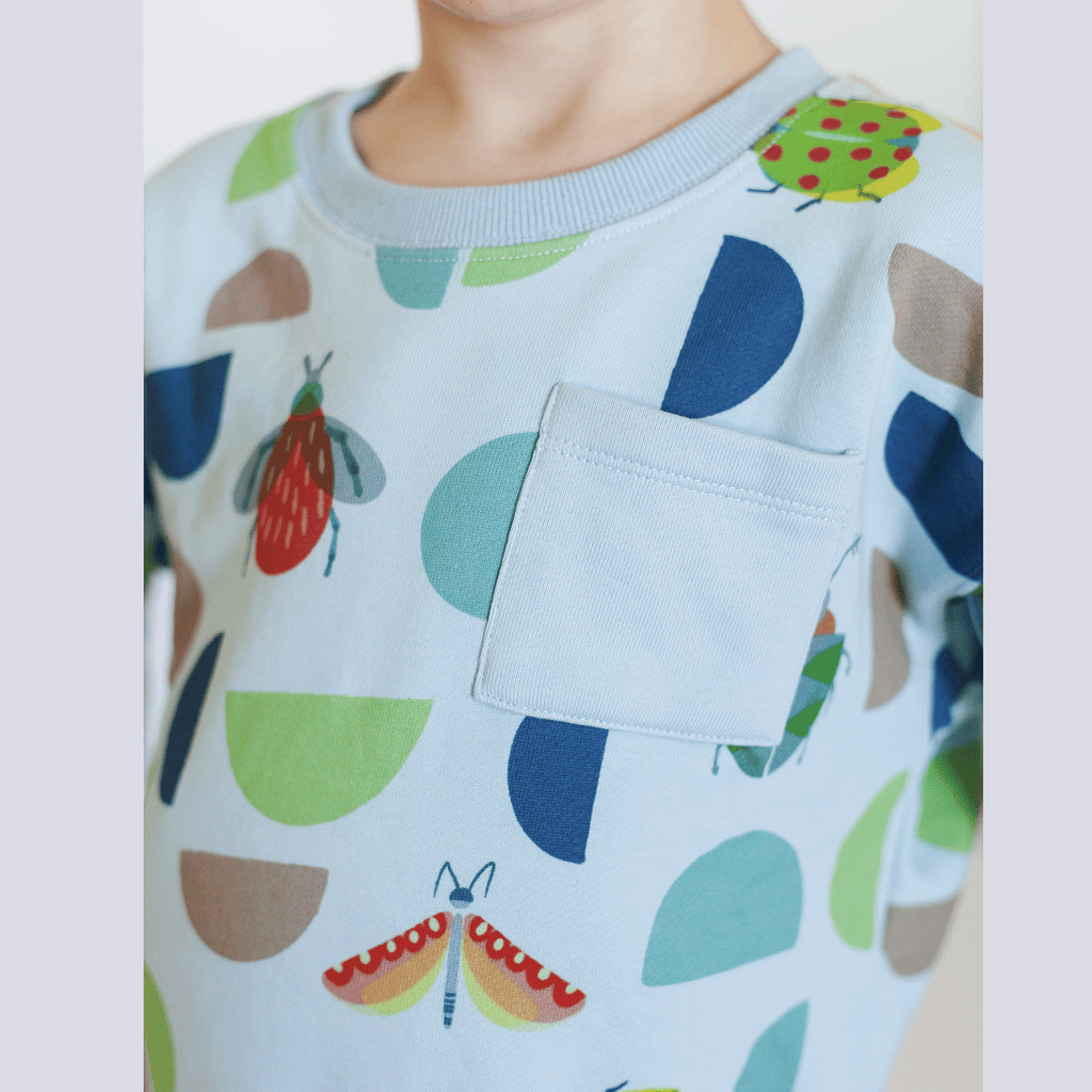 Anise & Ava's Cotton Terry sweatshirt designed and made in our hand drawn exclusive print that's gender neutral and loved by many kids and siblings for both boys and girls. The sweatshirt also comes with a pocket to put all the found treasures. 