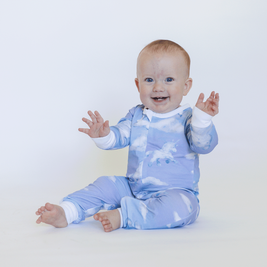 Anise & Ava's best selling baby's gift style designed and made in our exclusive hand drawn art print made to match siblings pajamas set. 