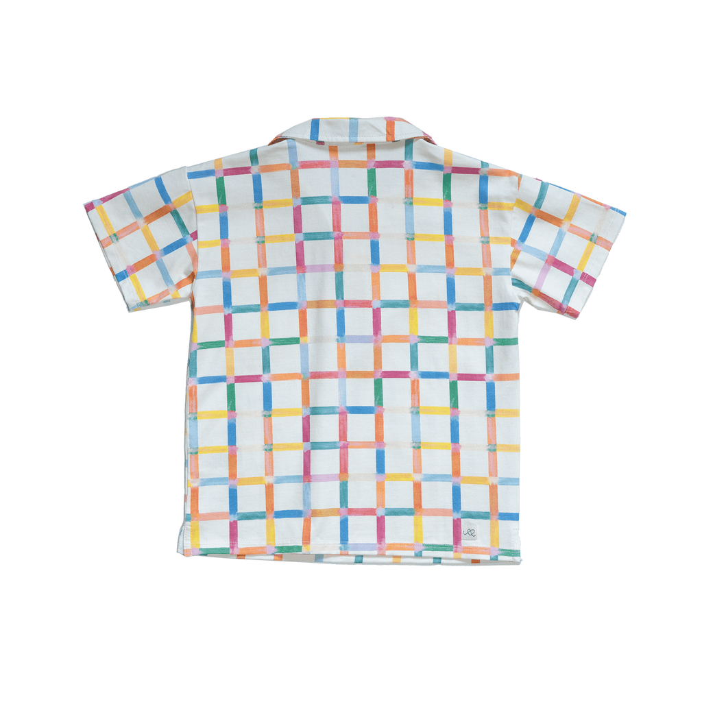 Anise & Ava exclusive hand drawn Grids print, eco friendly printed on luxury stretch cotton into our new point collar polo shirt. Designed and made to match siblings styles. Dress your family in this fun Summer exclusive print made for all boys & girls.