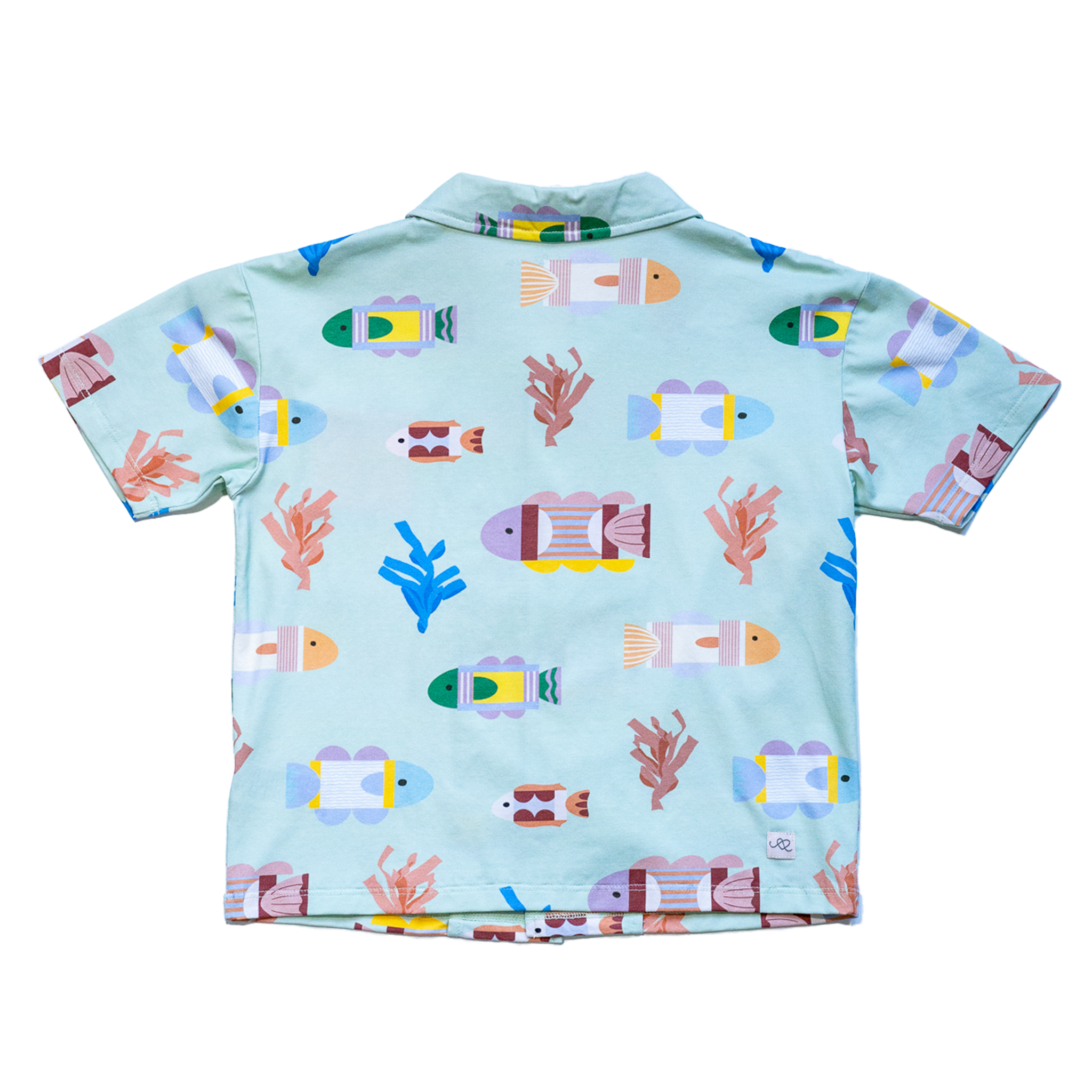 Anise & Ava's Cory button down shirt, designed and made in one of a kind, exclusive hand drawn gender neutral colorful art. Created to match with other siblings' styles. 