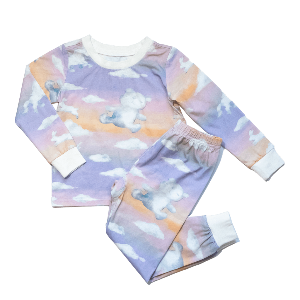 Anise & Ava Dreamy Ombre pajamas set, designed and made with exclusive hand drawn artwork, made to match with baby siblings' styles as well as other kids' styles. 