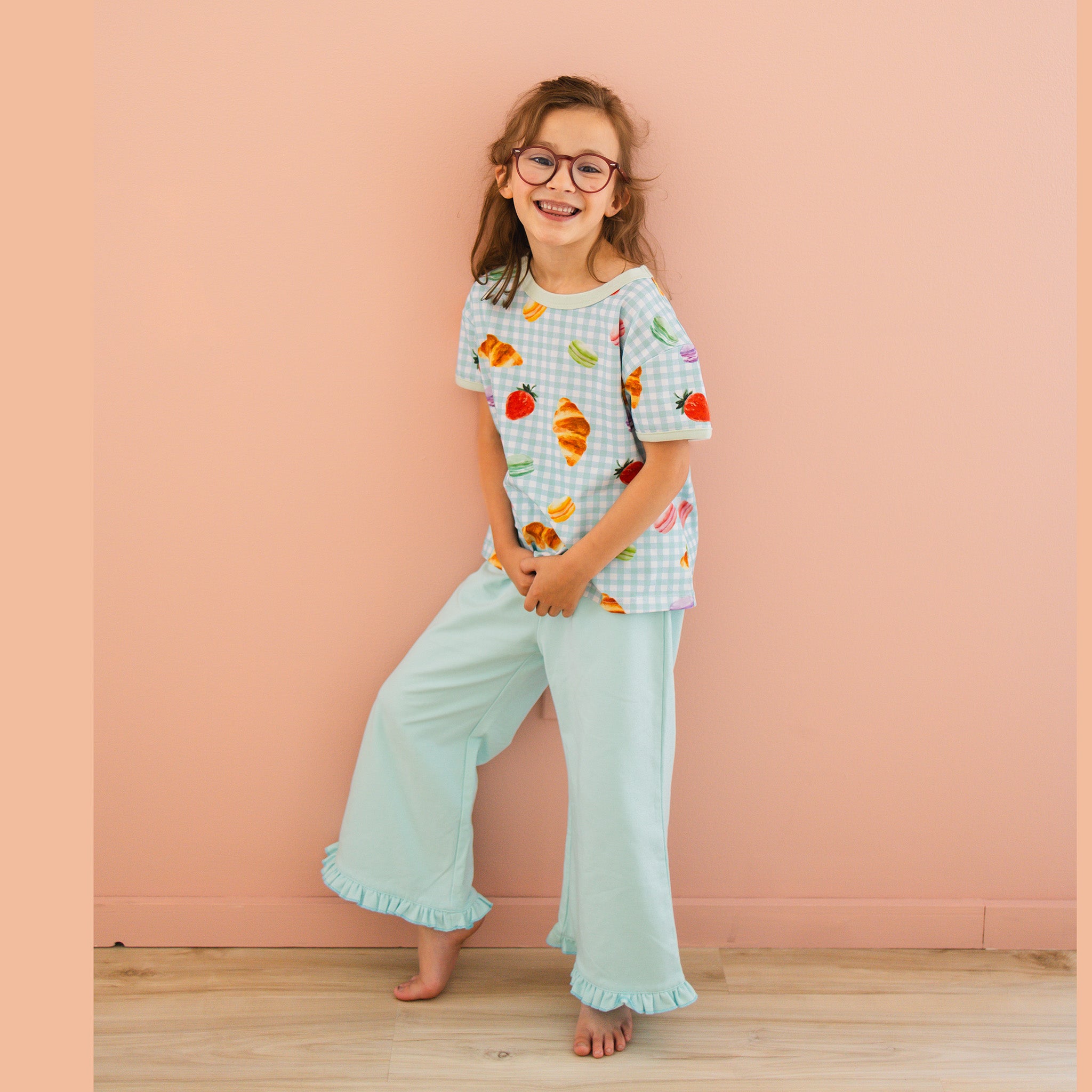 Anise & Ava's Casey tee in Picnic Time for babies & kids, designed with love in an exclusive hand drawn gender neutral art, made to match siblings styles.