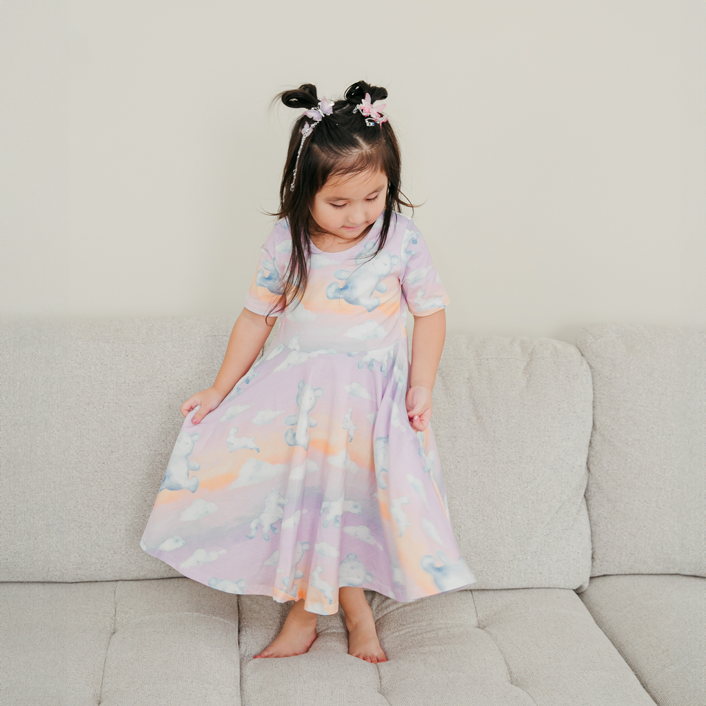 Anise & Ava's best selling dress with full circle skirt and pockets. Designed and made with exclusive hand drawn print to match siblings' styles in babies & kids. 