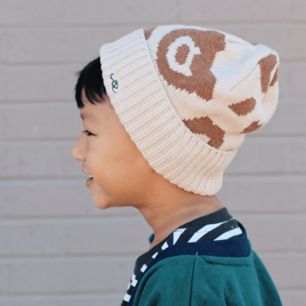 Anise & Ava's cotton cashmere jacquard beanie with motifs pulled out from our own exclusive hand drawn artwork. Made for both babies & kids, boys and girls. Perfect for Fall & Spring with easy care. 