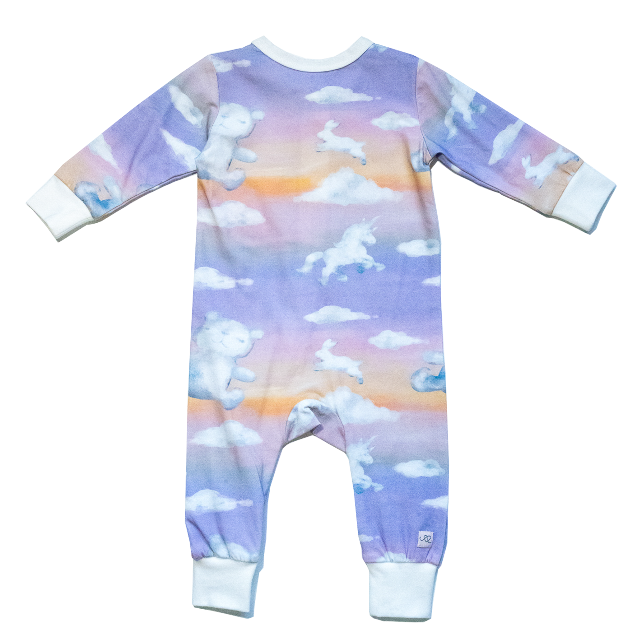Anise & Ava long sleeves baby zippy onesie. Designed and made with exclusive hand drawn matching ombre dreamy prints to match kids' pajamas. 