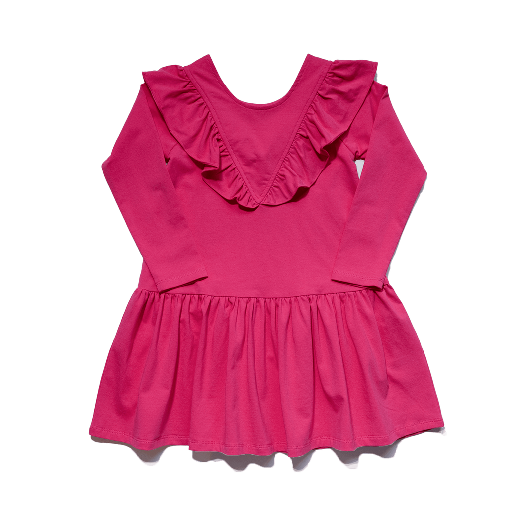 Anise & Ava most loved all season cotton stretch fabric made in a new fun colored  dress with ruffles. Perfect for holiday and Fall fun play.