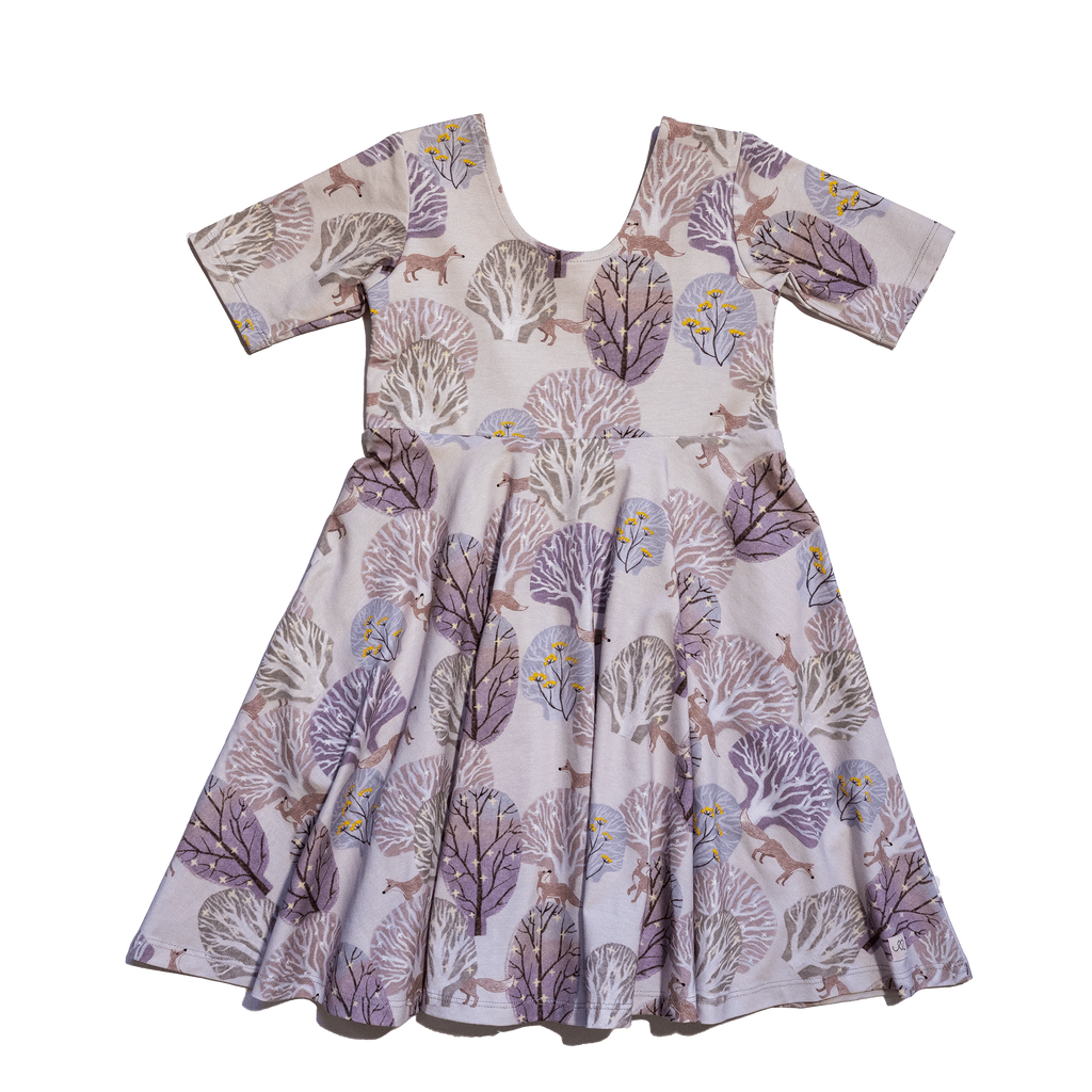 Anise & Ava best selling twirl play dress with deep pockets created in our exclusive hand drawn art for Fall. Made to match with sibling's baby styles in dress and onesie. 