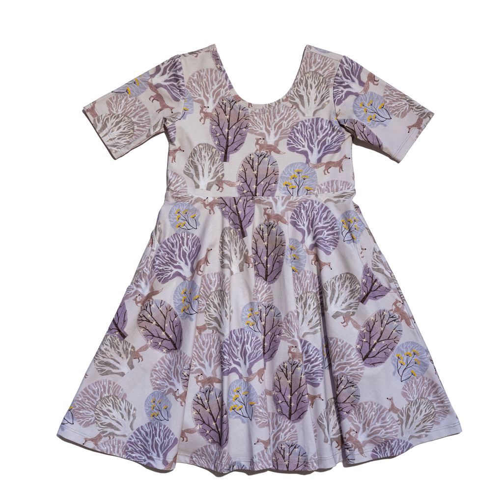 Anise & Ava best selling twirl play dress with deep pockets created in our exclusive hand drawn art for Fall. Made to match with sibling's baby styles in dress and onesie. 