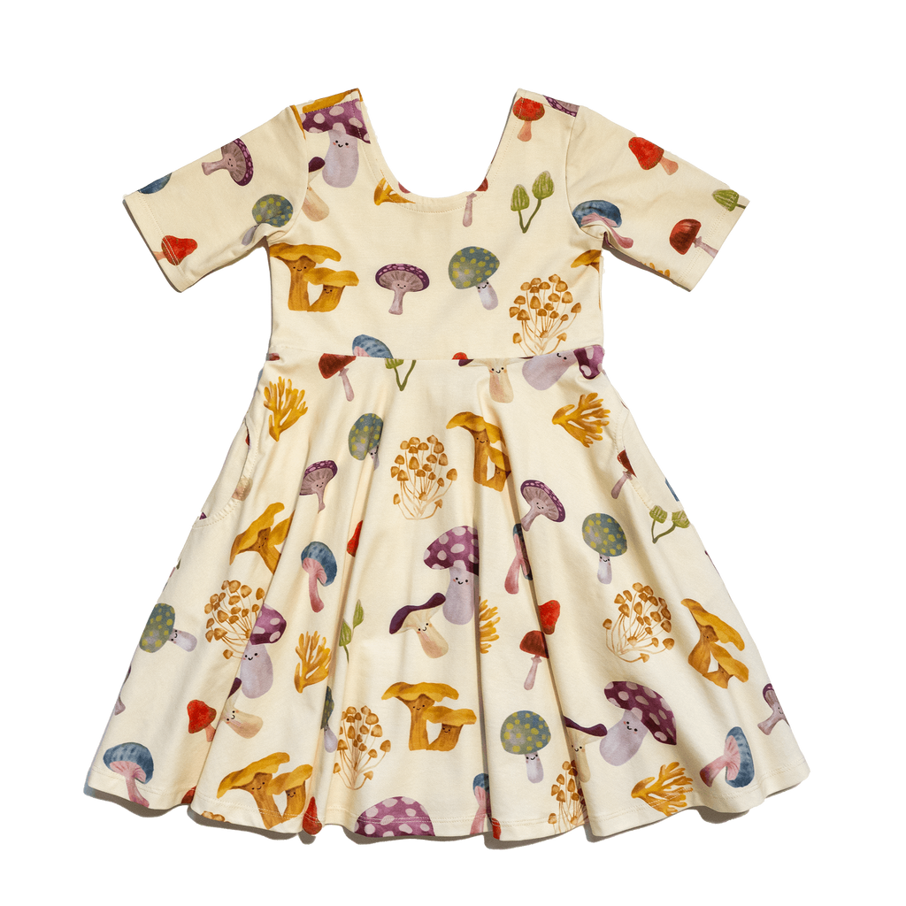 Anise & Ava's best selling twirl play dress with deep pockets. Designed and made to match sibling's styles with our hand drawn exclusive prints that are ecofriendly printed onto our soft cotton. 