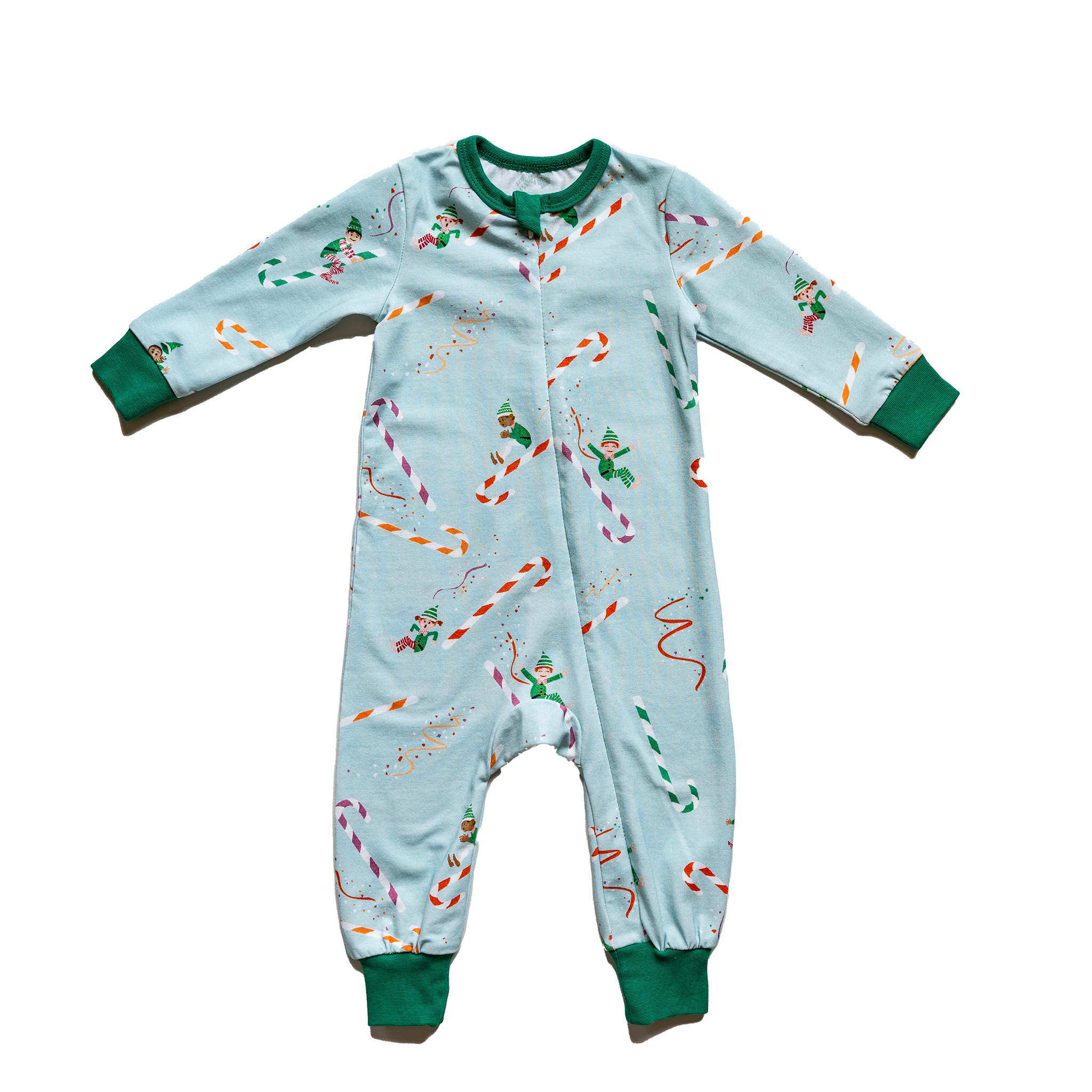 Anise & Ava Holiday baby pajamas in an exclusive hand drawn original art. Genderless print for all baby boys & girls, eco friendly printed, to match siblings' 2 pieces pajamas. 