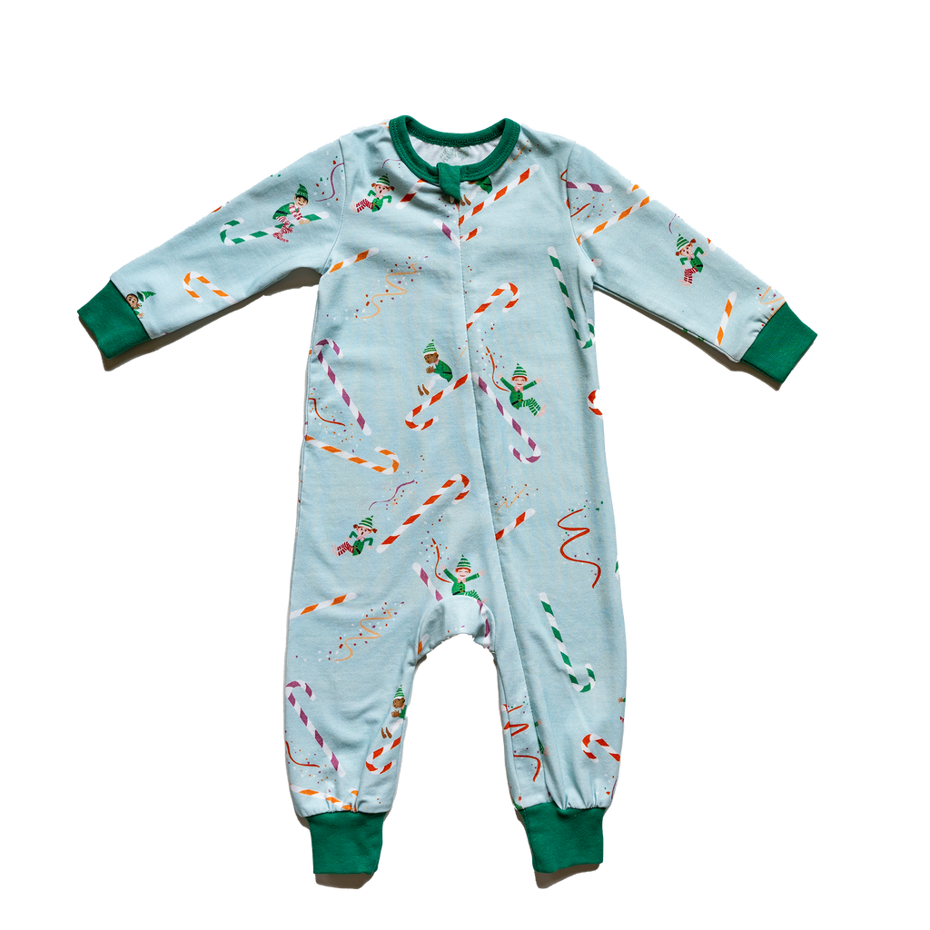 Anise & Ava Holiday baby pajamas in an exclusive hand drawn original art. Genderless print for all baby boys & girls, eco friendly printed, to match siblings' 2 pieces pajamas. 