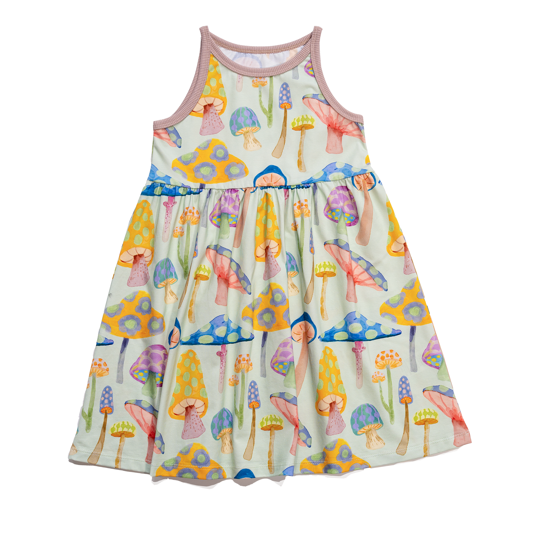 Anise & Ava's Sage dress in Spring Garden for kids, designed with love in an exclusive hand drawn gender neutral art, made to match siblings styles.