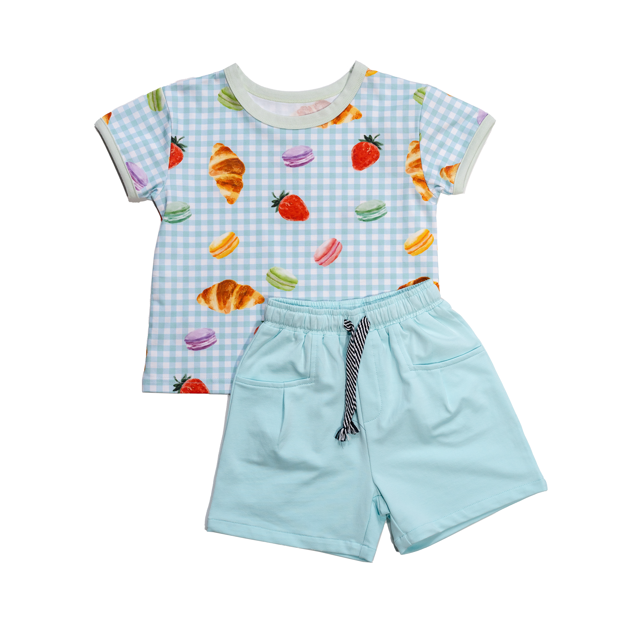 Anise & Ava's Casey tee in Picnic Time for babies & kids, designed with love in an exclusive hand drawn gender neutral art, made to match siblings styles.
