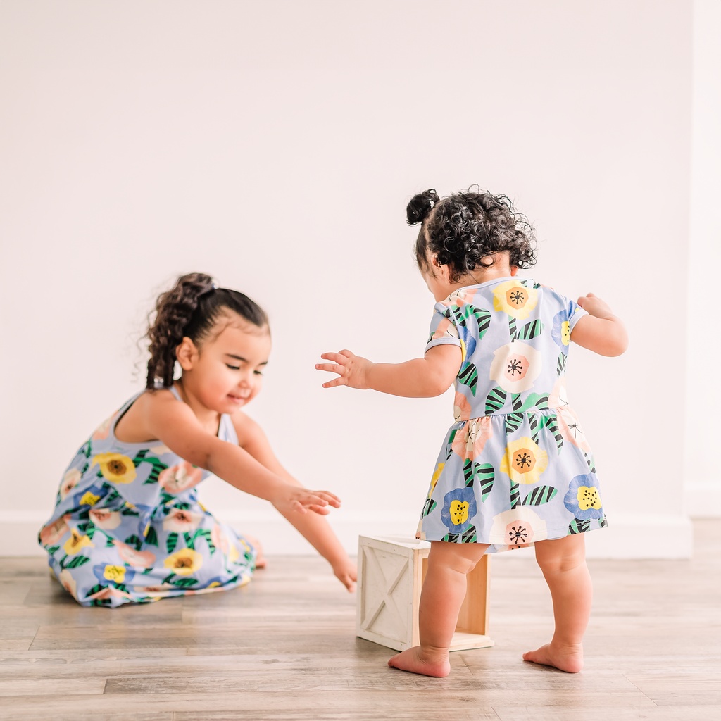 Anise & Ava's brand new summer dress, designed and made in an exclusive hand drawn art, specializing artistic florals matching babies and kids siblings' styles. 