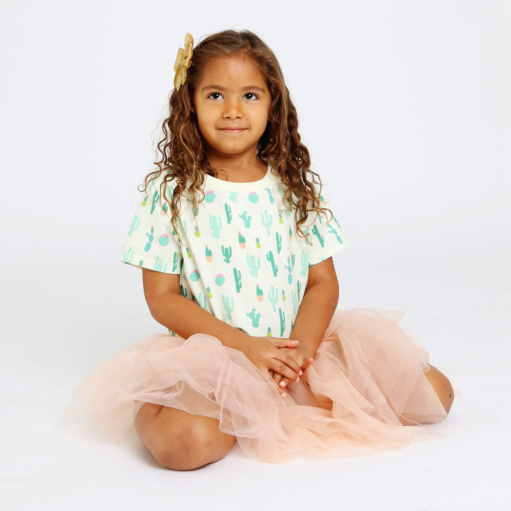 Cactus printed kids' cotton tee, gender neutral colorful cactus print, perfect summer tee by Anise & Ava. 