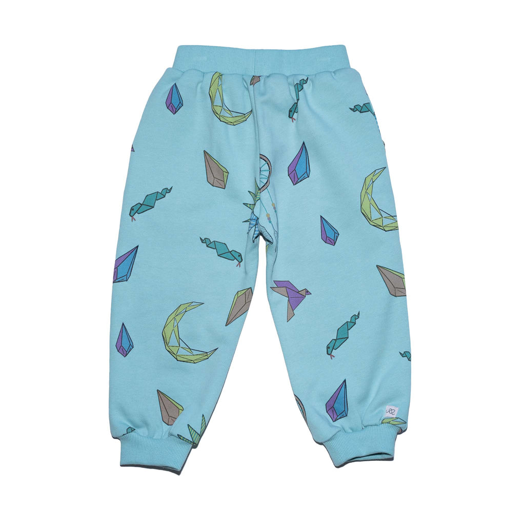 Anise & Ava gender neutral hand drawn art "Charmed" eco friendly printed onto cotton terry kids' pants with pockets. Made with love and made to match siblings. Bottom has a matching top also made with 2 pockets for all the treasures found along adventures. 