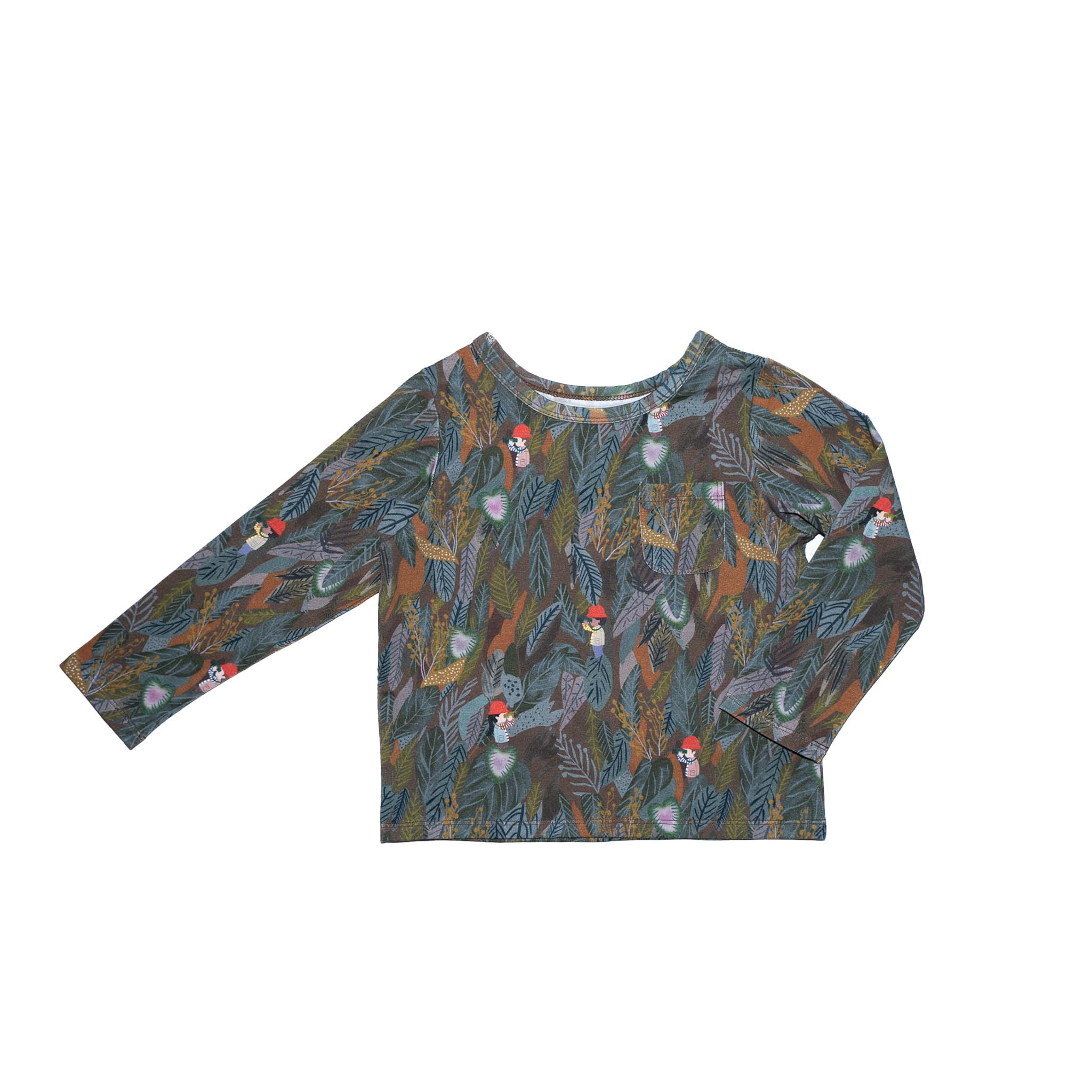 Anise & Ava gender fluid printed outdoor adventurers eco friendly long sleeves printed tee with pocket. Made with love and original hand drawn art to inspire and to twin with siblings. 