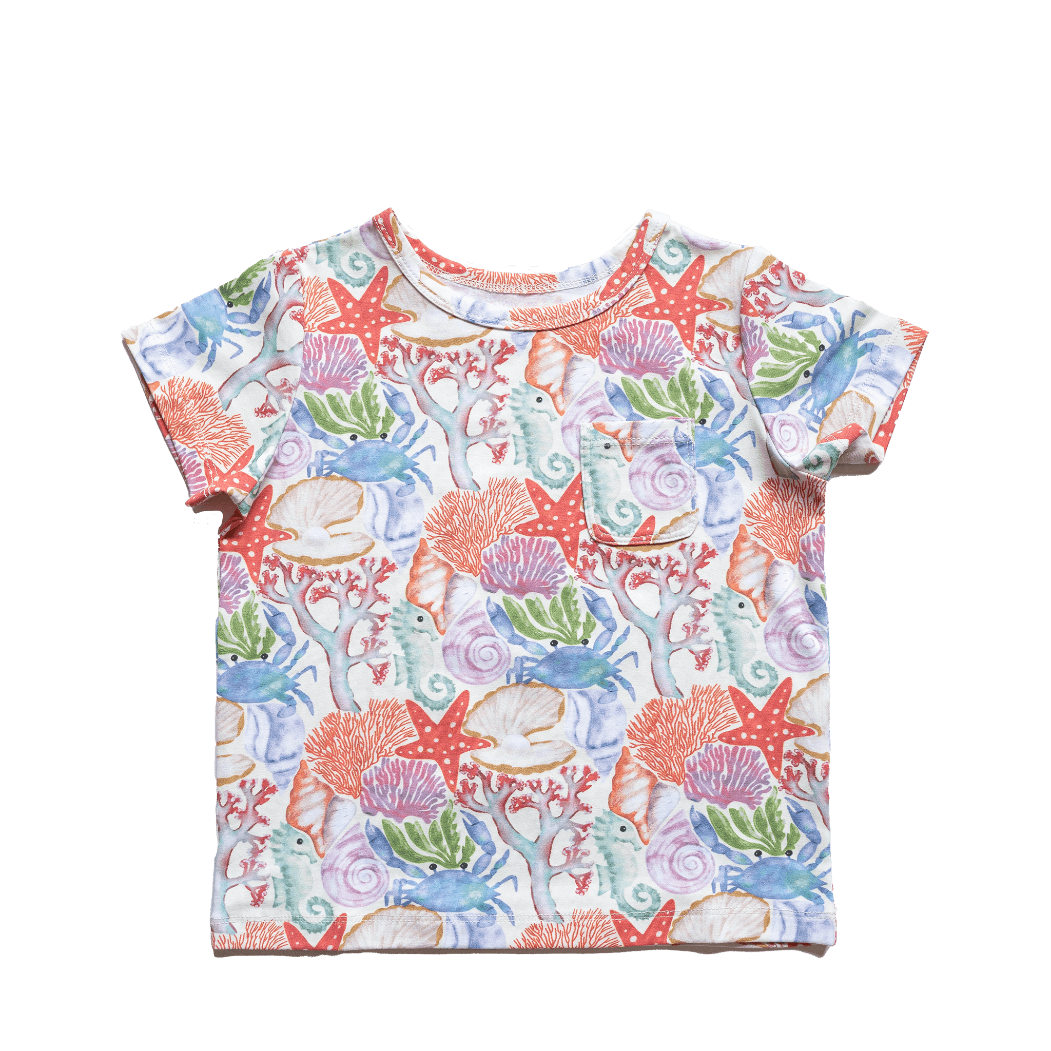 Anise & Ava genderless exclusive hand drawn artwork, eco friendly printed on luxury cotton. Anise & Ava short sleeves pocket tee, made and designed to match siblings' styles in baby onesies or other kids' dresses or shorts. 