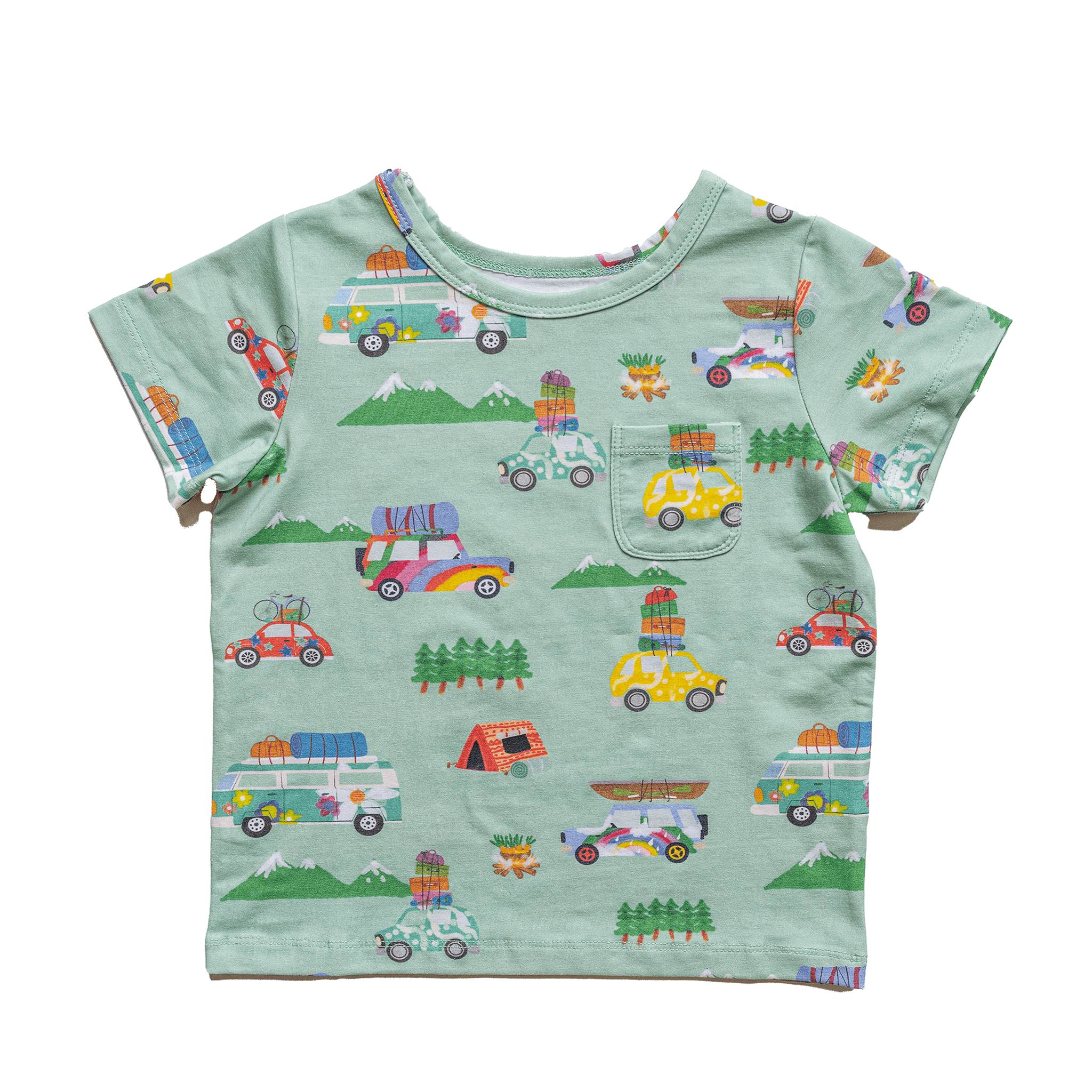 Anise & Ava genderless hand drawn exclusive artwork eco friendly printed on luxury cotton. Anise & Ava short sleeves pocket tee made to match with siblings' styles of baby romper, baby onesie, and kids' dresses or shorts. 