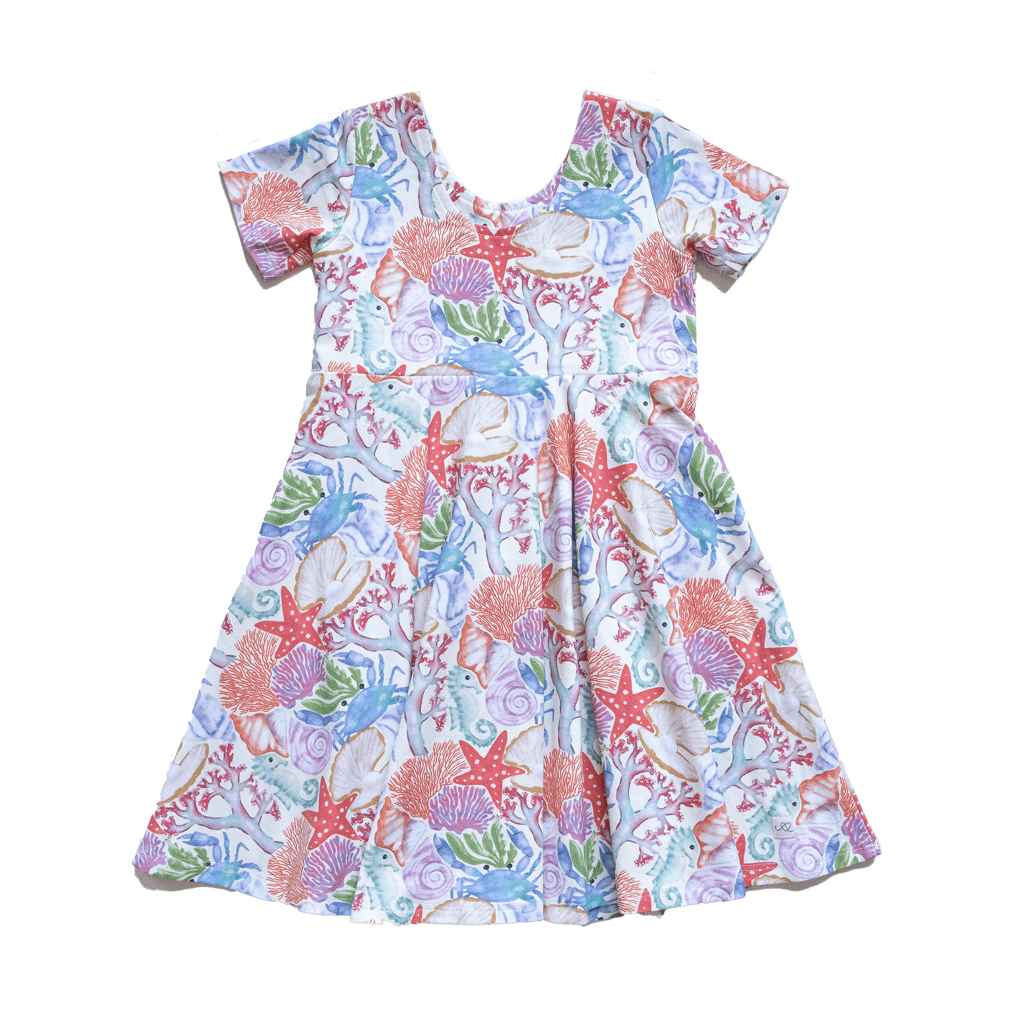 Anise & Ava genderless hand drawn exclusive artwork, eco friendly printed on luxury cotton. Anise & Ava short sleeves pocketed twirl full circle dress, designed to match with siblings' styles, baby onesies, body, and kids' tee and shorts. 