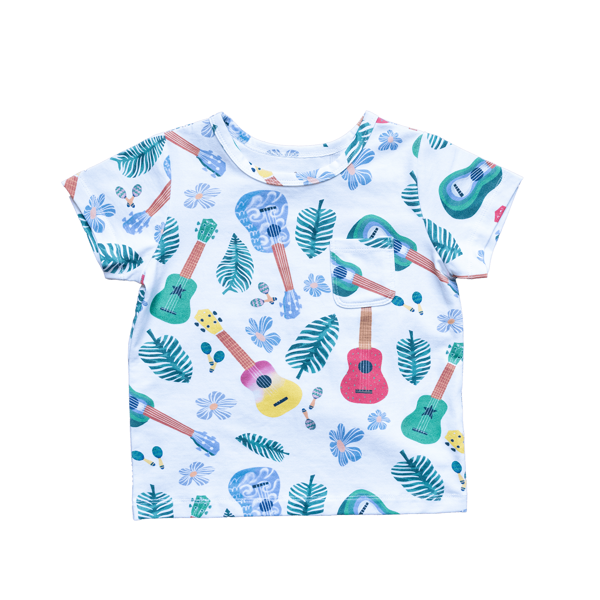 Anise & Ava genderless hand drawn exclusive artwork eco friendly printed on luxury cotton. Anise & Ava short sleeves pocket tee made to match with siblings' styles of baby romper, baby onesie, and kids' dresses or shorts. 