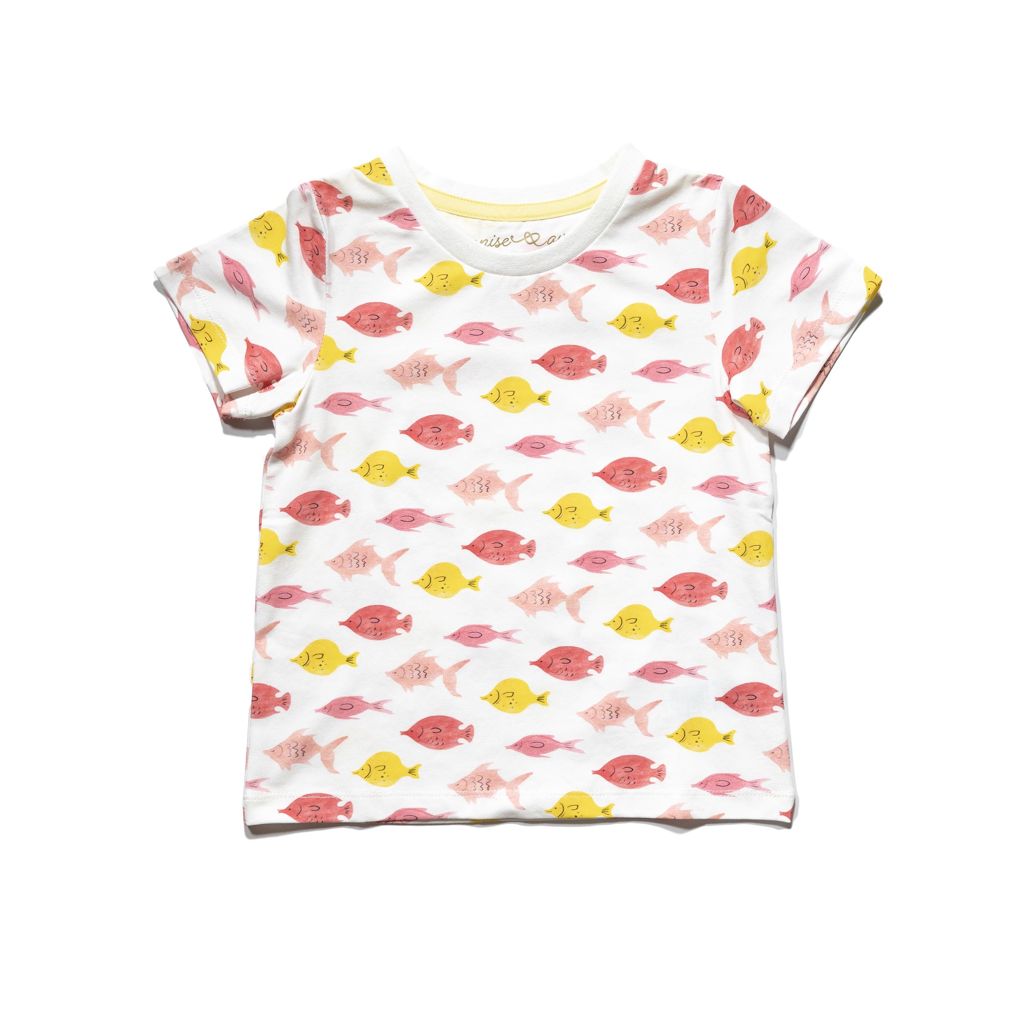kids' knit tee front in Fishes print, matching with mommy & me and daddy & me tees.