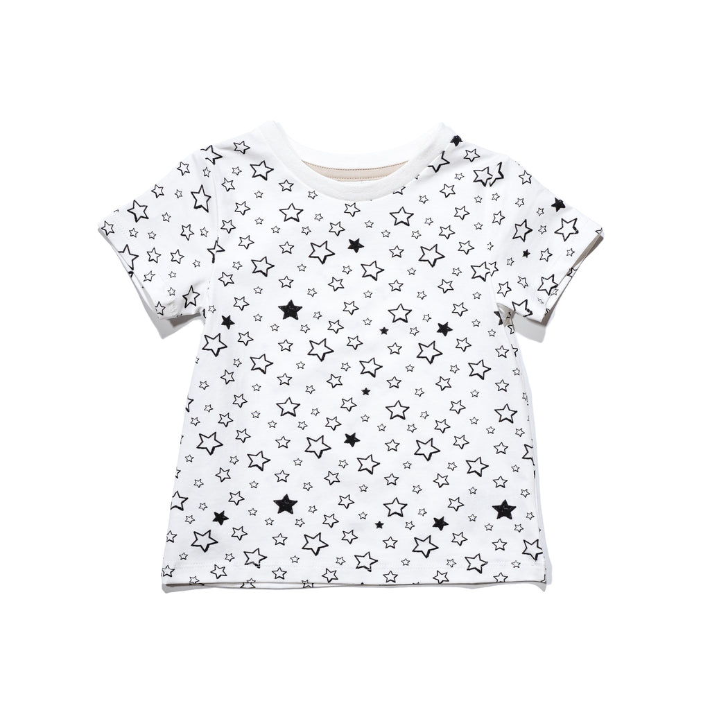 kids' knit tee front in Starry print, matching with mommy & me and daddy & me tees, as well as siblings outfits.