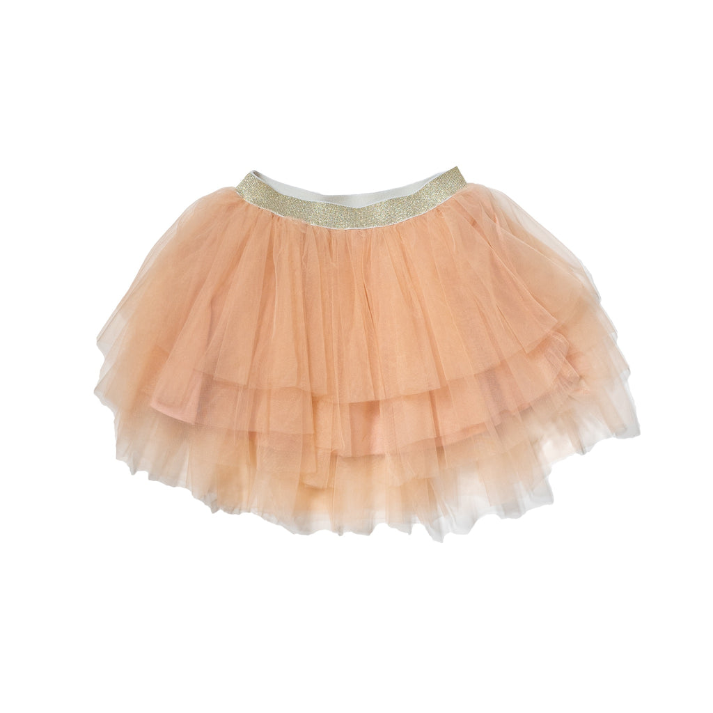 Solid tutu in blush with metallic gold waistband. Perfect bottom to our gender neutral printed tee to dress up and twin with siblings and rest of family by Anise & Ava. 