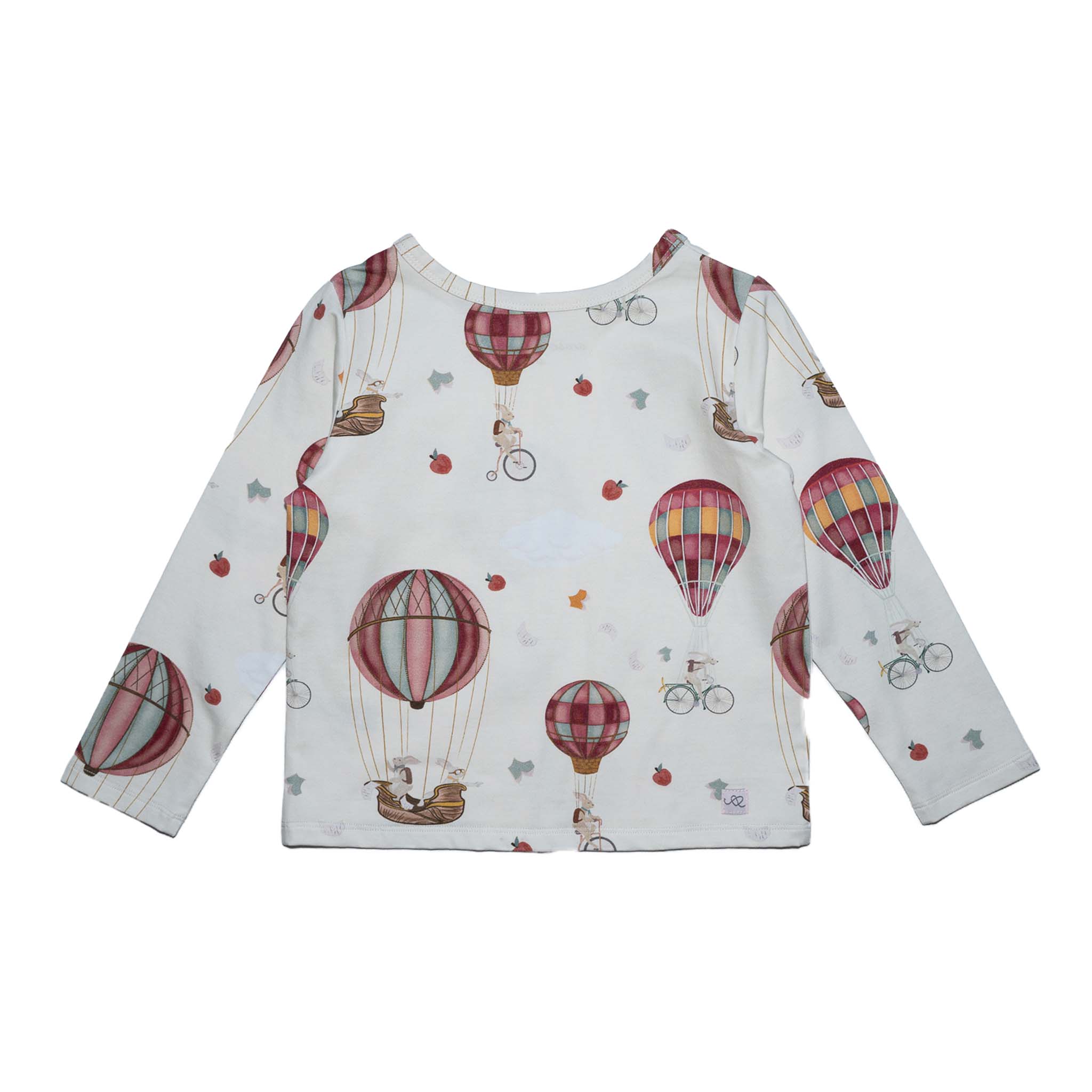 Anise & Ava long sleeves printed kids' tee. Gender fluid eco friendly printed with hot air balloons for back to school. 