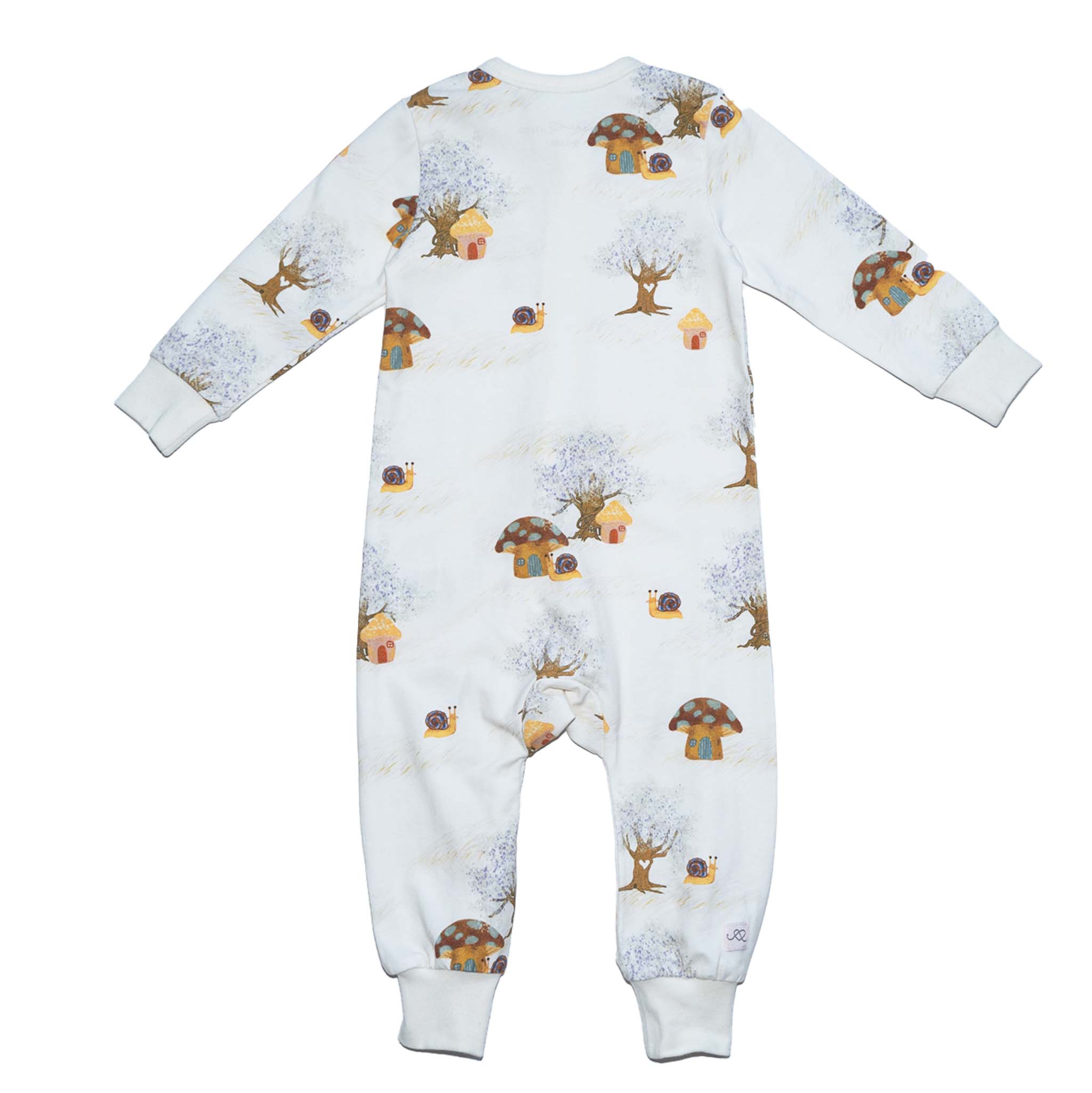 Anise & Ava's gender neutral  baby's zippy one piece  pajamas made with eco friendly hand drawn print in Magic Mushroom. Made with love and made to twin with siblings. 