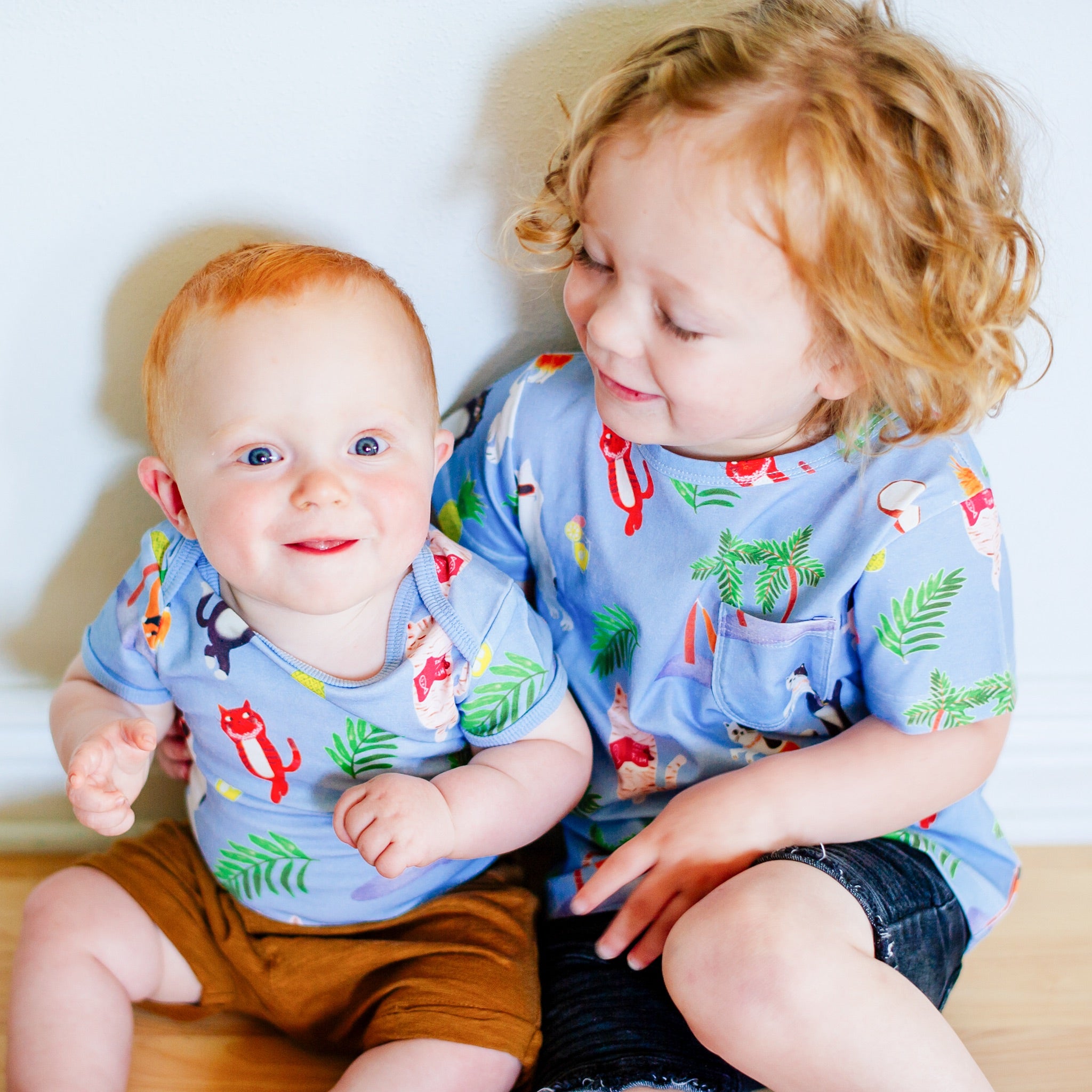 Anise & Ava genderless print on luxury cotton for everyday wear. Print Vacation for all boys and girls with a pocket for treasures. Made with love to match with  siblings. 